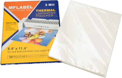 Vista 9 de MFLABEL Paquete de 30 bolsas de laminación térmica de 5 mil, 8.9 x 11.4 pulgadas, hojas laminadoras transparentes para documentos, fotos, obras