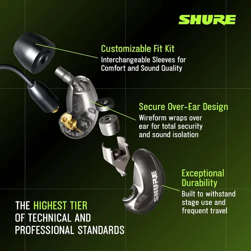 Vista 4 de Monitor SHURE SE215 Live Sound, Negro
