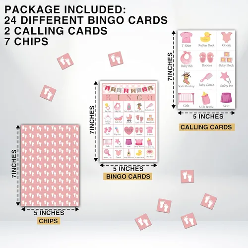Vista 2 de Juegos de bingo para baby shower y decoraciones para fiestas, juego de revelación de género para 24 jugadores (A08)