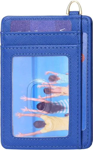 Vista 15 de Badiya Tarjetero delgado minimalista para tarjetas de crédito, bolsillo frontal con bloqueo RFID, estuche compacto para tarjetas con ventana
