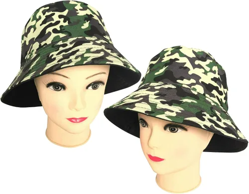 Vista 5 de Sombrero de pescador reversible para mujer, diseño de pescador, playa, para el verano, plegable, para el sol 2 piezas leopardo (verde+marrón)