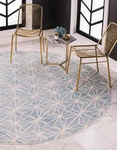 Vista 9 de Unique Loom Uptown Collection by Jill Zarin Collection - Alfombra geométrica moderna azul (1' 8 x 1' 8)
