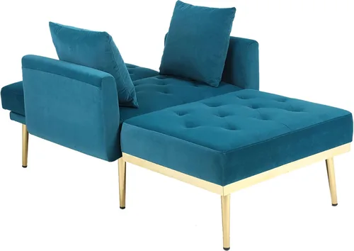 Vista 4 de BEEY Sofá individual de tela, cómodo sillón tapizado, muebles de sala de estar, sofá biplaza azul marino de 53 pulgadas, sofás pequeños