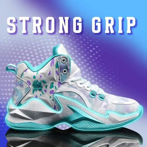 Vista 5 de Promenie Zapatos de baloncesto para hombre, antideslizantes, transpirables, para exteriores, zapatos de entrenamiento de graffiti de moda