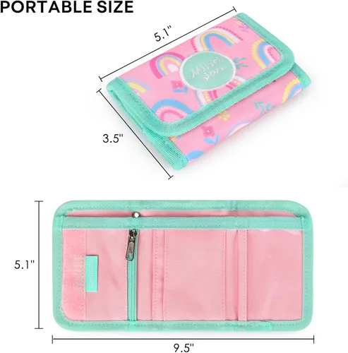 Vista 2 de mibasies Cartera infantil para niñas de 3 a 8 años, billetera triple para regalar, arco iris a2, Billetera triple para niños