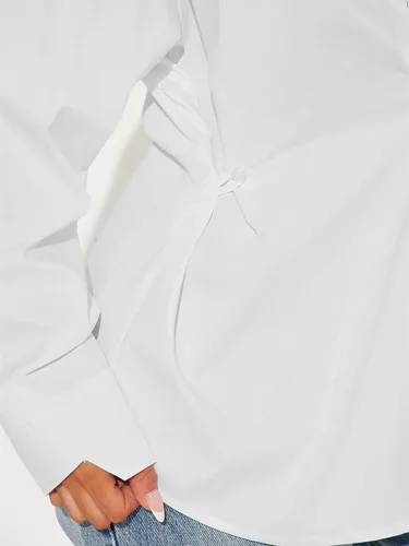 Vista 4 de Blusa de manga larga con botones laterales ajustables, camisa clásica de trabajo y casual para mujer