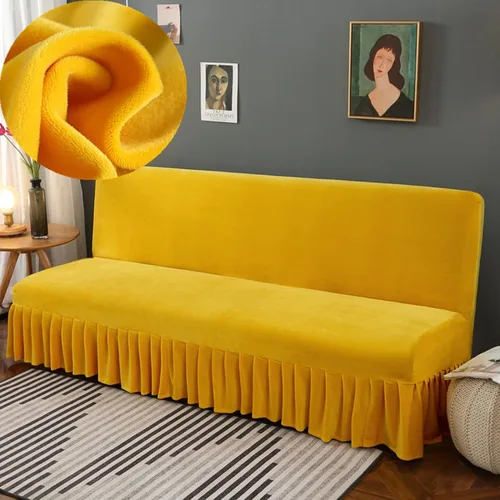 Vista 10 de IMYOGI Fundas de sofá de alta elasticidad sin brazos con falda, funda elástica ajustable de color sólido, protector de muebles para niños, mascotas