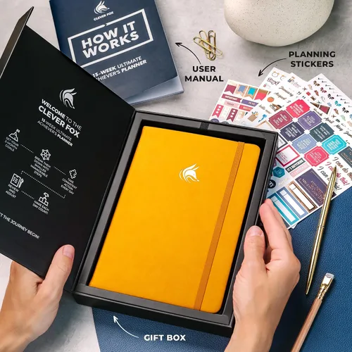 Vista 3 de Clever Fox Ultimate Achiever's Goal Planner - Diario de enfoque y productividad de 90 días. Planificador organizador diario, semanal y mensual sin