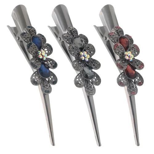 Vista 11 de Fashion & Lifestyle Juego de 3 pinzas de corte de cocodrilo grandes de aleación de metal para mujeres y niñas, horquillas de sujeción bastante