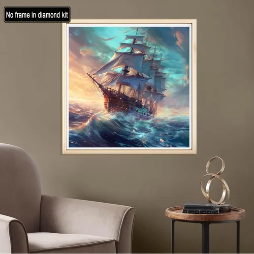 Vista 2 de Diymood Pintura por números para adultos, barco, pintura al óleo náutica acrílica por números, kits para niños y adultos principiantes