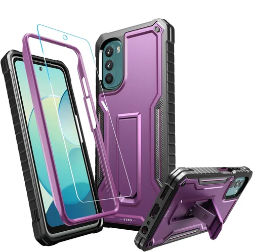 Vista 8 de FITO Funda para Moto G 5G 2022, funda resistente a prueba de golpes de doble capa para teléfono Moto G 5G 2022 con protector de pantalla, soporte