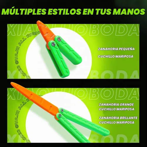 Vista 5 de ZABEES Cuchillo de zanahoria cuchillo mariposa juguete de descompresión Cuchillo mariposa accesorio de práctica (Grande+Pequeño)