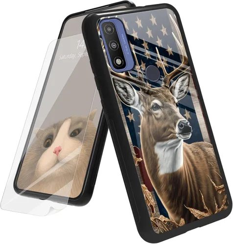Vista 33 de Funda para Motorola Moto G Play 4G 2024 con protector de pantalla, parte trasera de vidrio templado + funda de silicona suave TPU absorción