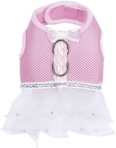 Vista 4 de Leconpet Chaleco arnés de malla para perros pequeños y medianos, transpirable, cómodo, estilo elegante, azul, XS
