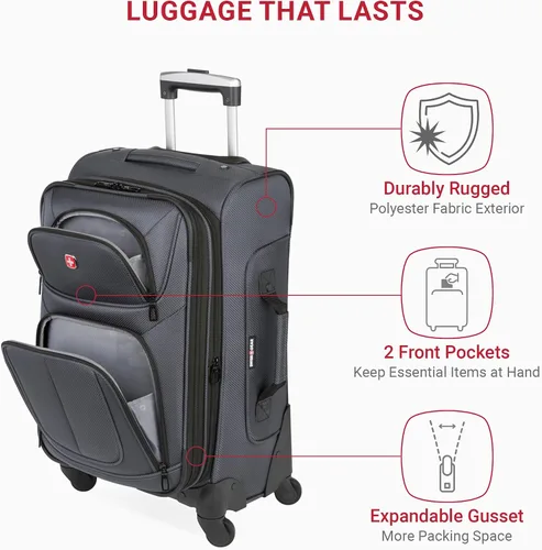 Vista 124 de SwissGear - Equipaje suave expandible Sion con ruedas, Negro