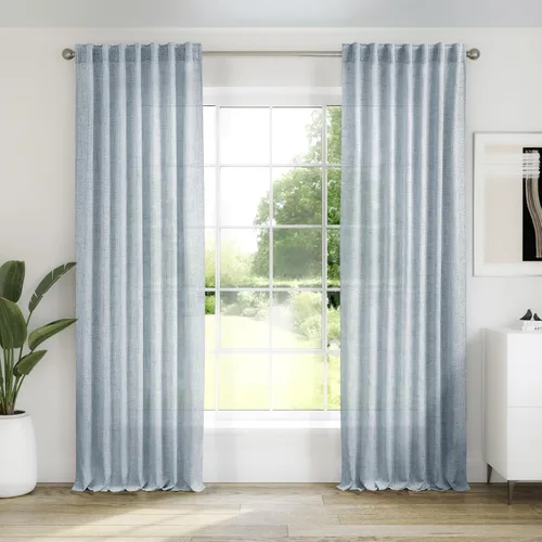 Vista 53 de Cortinas de Lino Natural Color Crema de 84 Pulgadas de Largo para Sala de Estar, Juego de 2 Paneles de Lino Texturizado con Trabillas Traseras