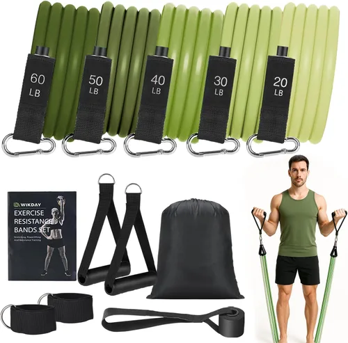 Vista 14 de WIKDAY Exercise Resistance Bands with Handles for Working Out Workout Bands Set with Door Anchor for Physical Therapy, Yoga, Pilates
