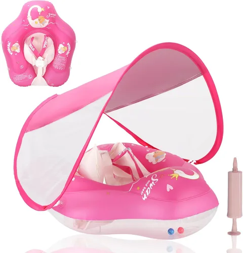 Vista 8 de LOOWARTS Baby Pool Float with Canopy and Safety Seat,Infant Swim Float & Pool Float & Baby Water Float & Swimming Floats UPF50+ UV Protection for
