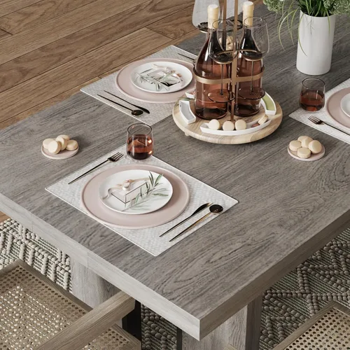 Vista 5 de Auromie Mesa de comedor rústica de 71 pulgadas para 8, mesa de comedor de granja para 6 a 8, mesa de cocina rectangular con patas resistentes