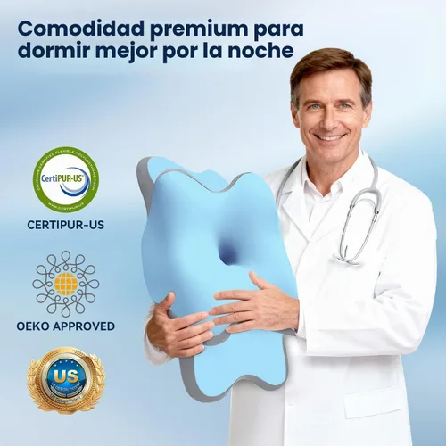 Vista 9 de Almohada Ergo para la apnea del sueño, dolor de cuello y alivio de ronquidos, almohada cervical cervical para dormir de lado, espuma viscoelástica