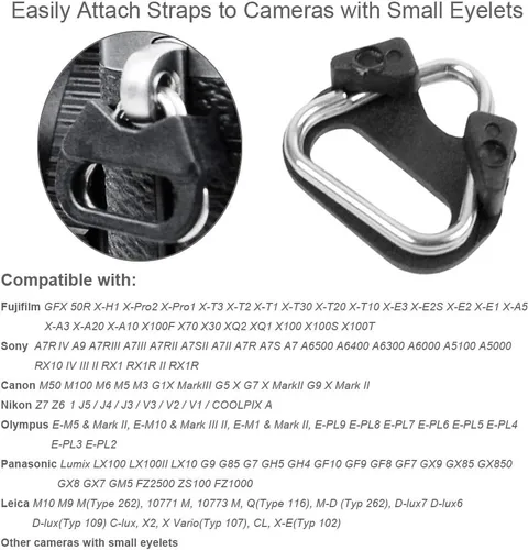 Vista 4 de Foto&Tech 4 piezas de anillo de acero inoxidable para cámara, adaptador de anillo dividido triangular y tapa de ABS, compatible con Fujifilm Lecia