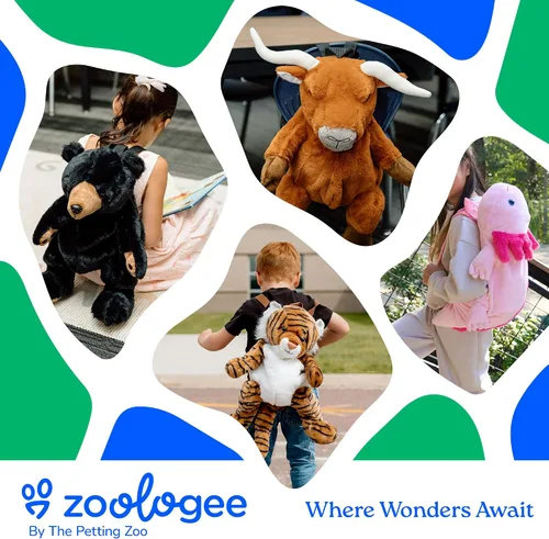Vista 7 de The Petting Zoo Mochila de peluche de águila calva, regalos para niños, juguete de animales de vida silvestre, bolsa de libro de peluche de águila