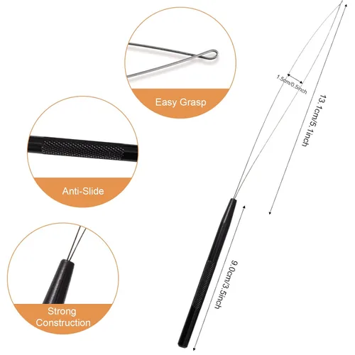 Vista 2 de NEWISHTOOL Herramienta de gancho de acero inoxidable para extensión de cabello, herramienta de gancho de tracción de alambre y herramienta