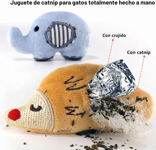Vista 2 de Juguetes interactivos para gatos, juguete interactivo para gatos de interior, suave y duradero, con sonido arrugado, juguete masticable