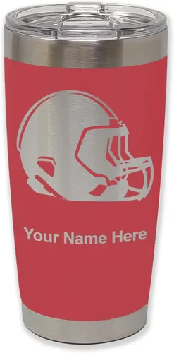 Vista 23 de LaserGram Vaso aislado al vacío de 20 onzas, casco de fútbol, grabado personalizado incluido (morado claro)