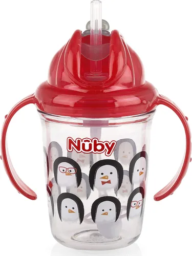 Vista 11 de Nuby Tritan - Taza estampada con asa doble con popote con 360 hilos, sin derrames, los colores pueden variar