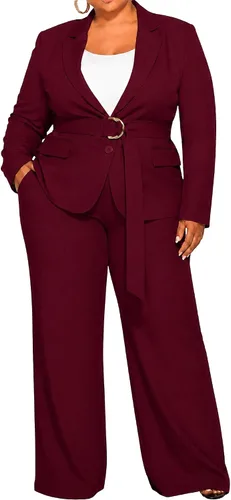 Vista 10 de Conjunto de 2 piezas para mujer, talla grande, para negocios, casual, para Azul marino