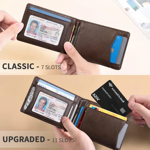 Vista 2 de RUNBOX Minimalist Slim Wallet for Men with Money Clip RFID Blocking Front Pocket Leather