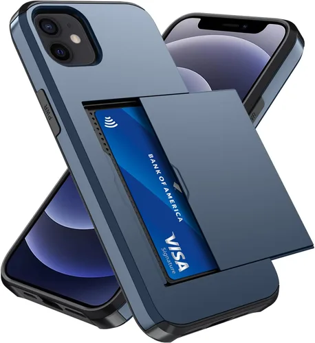 Vista 17 de Qinmay Funda compatible con iPhone 7 Plus/8 Plus con tarjetero, doble capa a prueba de golpes, funda protectora resistente con ranura oculta Negro
