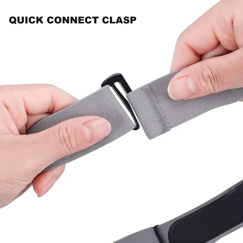 Vista 6 de Paquete de 2 correas de pecho de repuesto para monitor de frecuencia cardíaca grande (azul marino y gris), correa de pecho ajustable suave