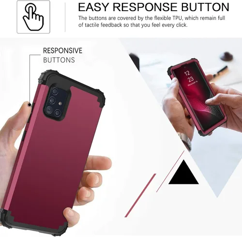 Vista 6 de BENTOBEN Compatible con Samsung A71 5G, 3 capas híbridas de policarbonato duro de goma suave, resistente, a prueba de golpes, antideslizante Pavonado