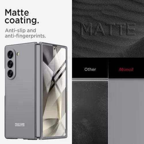 Vista 6 de Miimall Funda ultradelgada para Galaxy Z Fold 6, funda de cuerpo completo con protector de pantalla integrado, apto para bolsillo, a prueba de Gris