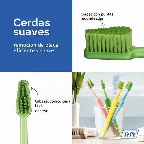 Vista 3 de TEPE Good - Cepillo de dientes de cerdas suaves para adultos y adolescentes, paquete de 1, regular