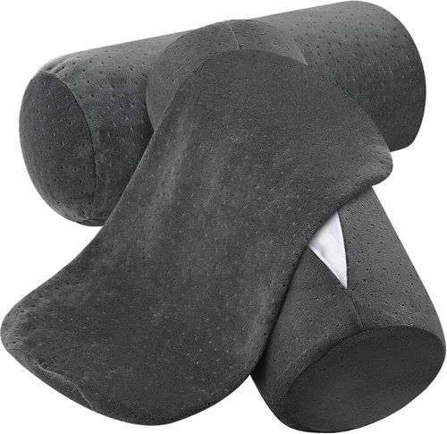 Vista 11 de 2 fundas de almohada cervical de terciopelo de 16 x 6 pulgadas con cremallera, solo fundas de almohada de cuello redondo, fundas de almohada