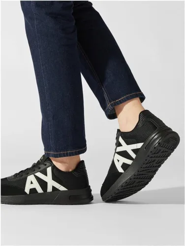 Vista 4 de AX Armani Exchange - Tenis deportivos para hombre con logotipo de gamuza