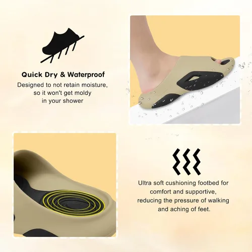 Vista 3 de Besroad Pantuflas de recuperación para hombre y mujer, sandalias de recuperación con soporte de arco, antideslizantes, cojín grueso, reduce