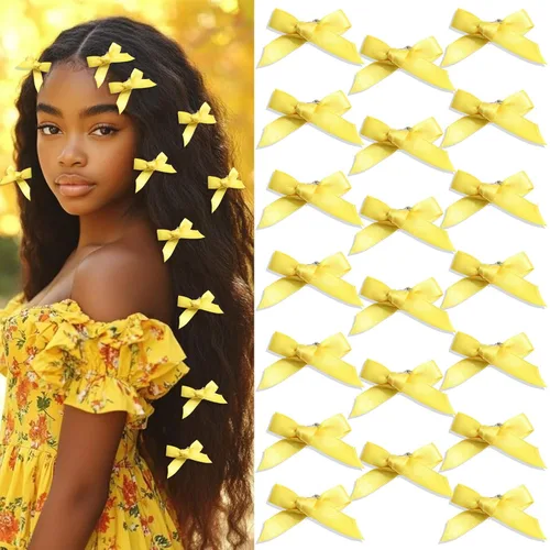 Vista 19 de 20 piezas de lazos negros para el cabello con cinta, clips tipo cocodrilo para el cabello, pasadores para el cabello para adolescentes, pinzas