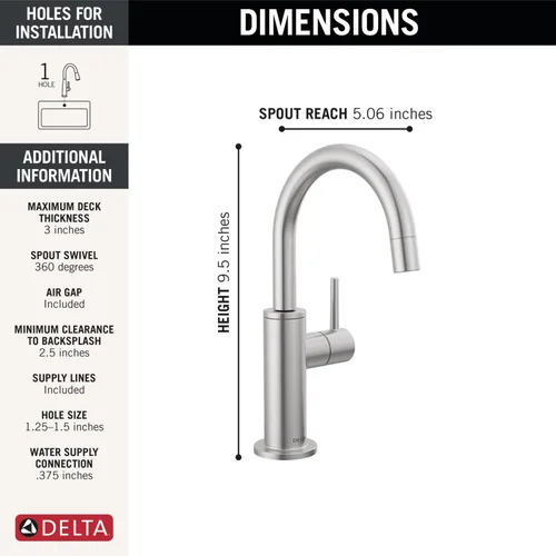 Vista 6 de Delta Faucet Clarifi - Sistema de filtro de agua de ósmosis inversa para debajo del fregadero con grifo dispensador de bebidas de acero inoxidable