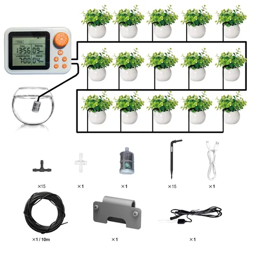 Vista 7 de Kit de riego por goteo, sistema de riego de plantas de interior, riego automático para plantas, sensor de humedad de plantas, temporizador y sistema