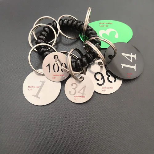 Vista 6 de Diámetro de 1.18 pulgadas de acero inoxidable hueco, etiquetas clave con anillos (1-10)
