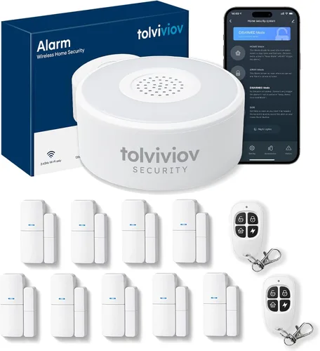 Vista 13 de Sistema de alarma WiFi para puerta, sistema de seguridad inteligente para el hogar, con alerta de aplicación de teléfono, kit de 8 piezas