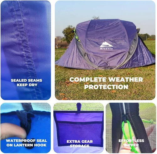 Vista 4 de 4/6 Person Easy Pop Up Tent, Waterproof, Automatic Setup,2 Doors-Instant Family Tents for Camping, Hiking & Traveling