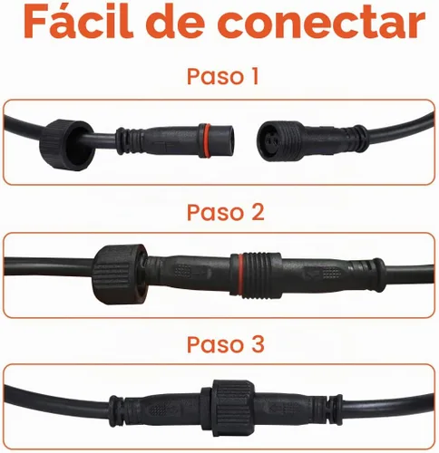 Vista 4 de TINSUM Cable de extensión solar 5m16.4 pies cables extensores cables dos núcleos con enchufe impermeable IP65 para solo para iluminación TIMSUM