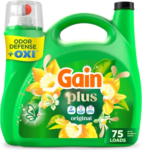 Vista 17 de Gain Detergente líquido para ropa Plus, más limpio, más fresco, ahora con aroma Oxi, Moonlight Breeze, 99 onzas líquidas, 75 cargas
