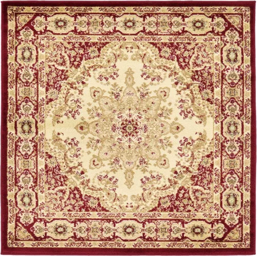 Vista 18 de Unique Loom - Alfombra clásica tradicional, colección Versalles, Polipropileno, Rojo/Borgoña