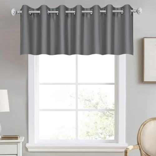 Vista 9 de DECOVSUN Cenefa de cortina opaca amarilla brillante para ventanas de cocina, cenefa opaca con ojales para dormitorio, cenefa corta y recta para sala